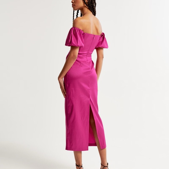 Abercrombie Blue taffeta off the shoulder midi dress - Picture 2 of 4